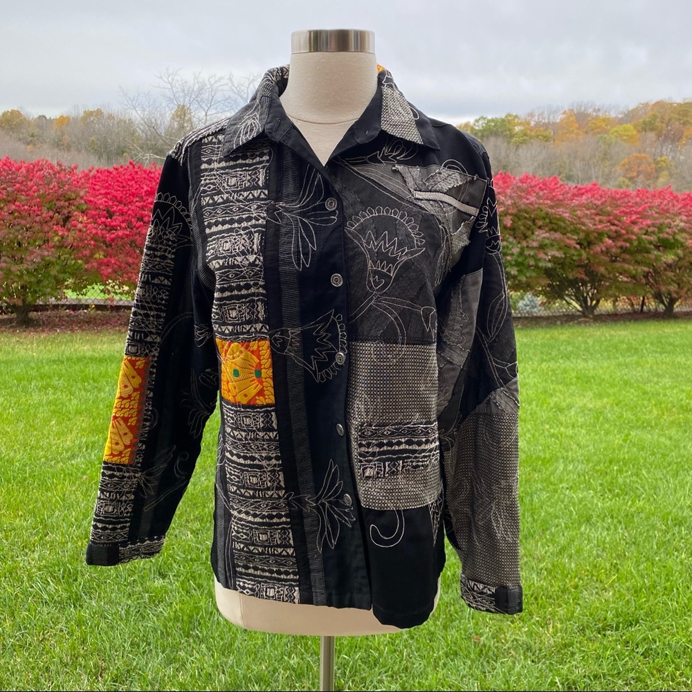 Chico’s Art to Wear Embroidered Appliqué Jacket